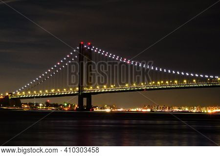 Verrazzano-narrows Bridge At Night From Staten Island