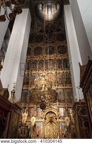 Interior Of The Trinity Cathedral In The Pskov Kremlin. The Current Cathedral Was Built In 1682-1699