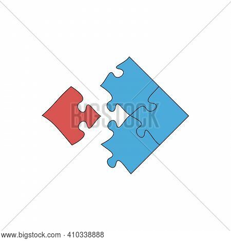 Four Puzzle Pieces Vector Isolated Colored Logo, Puzzle Chain. Game Logo, Fresh Idea Concept.stock V