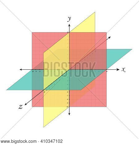 Cartesian Coordinate System Perspective Grid Three-dimensional. Vector Isometric Solid Shapes Projec