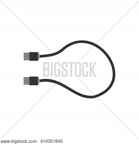 Usb To Usb Cable For Connecting Various Devices. The Cable Is Black With A Loop For The Computer. Fl