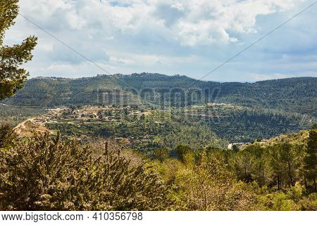 View From Sataf Park, West Of Jerusalem, To The Mountains And Forest.