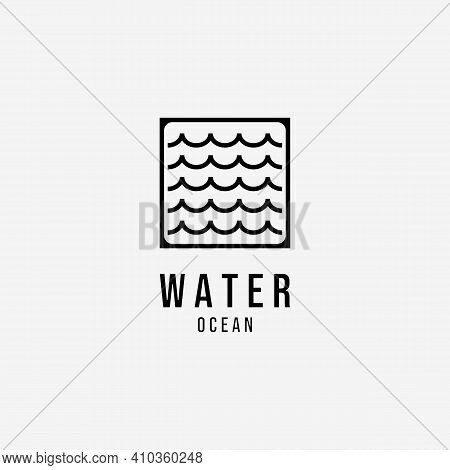 Water Wave Vector Logo Line Art, Illustration Design Of Ocean Lake River Minimalist Concept Creative
