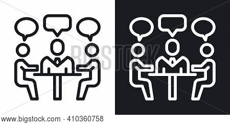 Meeting Or Teamwork Icon. Simple Two-tone Vector Illustration On Black And White Background