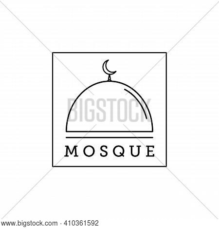 Mosque Dome Logo Line Art Vector Illustration Design.