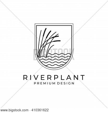 River Plant Reed Icon Logo Vector Symbol Illustration Design, Nature Plant In Square Logo Design