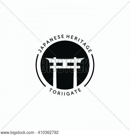 Emblem Of Torii Gate Logo Vector, Design Illustration Of Japanese Heritage Culture Concept Vintage