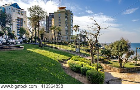Israel, Netanya, February, 24, 2016 - Panorama Of New Modern Houses In Netanya On The Shores Of The 