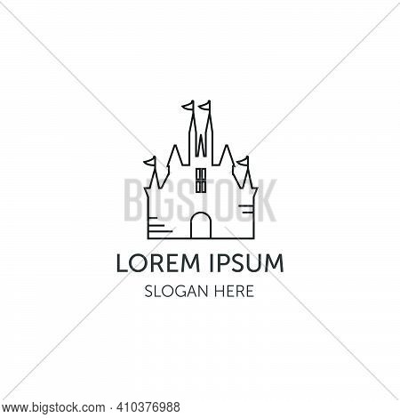 Castle Line Art Logo Illustration Vector Template Design