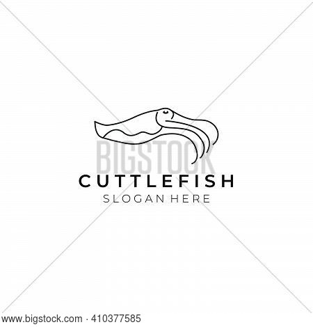 Cuttlefish Logo Line Art Illustration Vector Template Design