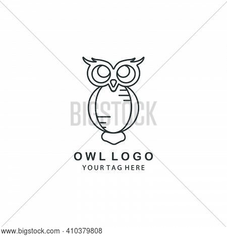 Owl Logo Line Art Illustration Vector Template Design