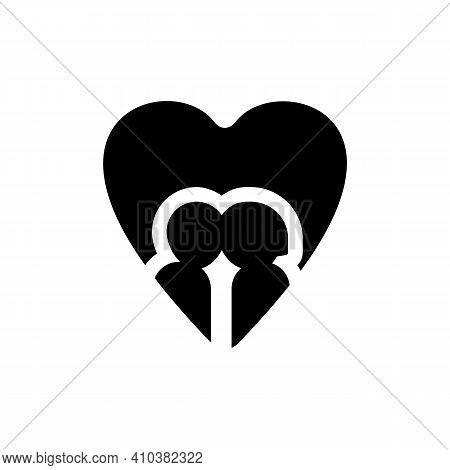 Couple Icon On White Background. Heart, Romantic, Valentine And Love