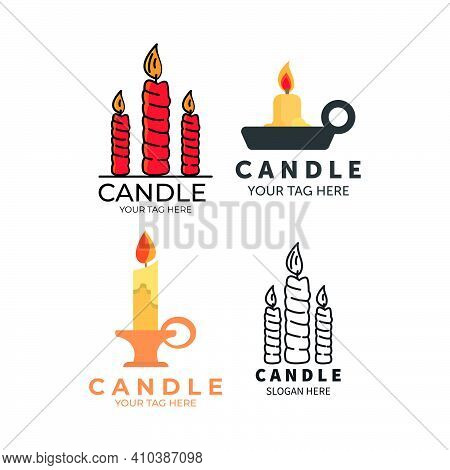 Candle Set Collection Logo Icon Vector Illustration Template Design.happy Birthday Logo