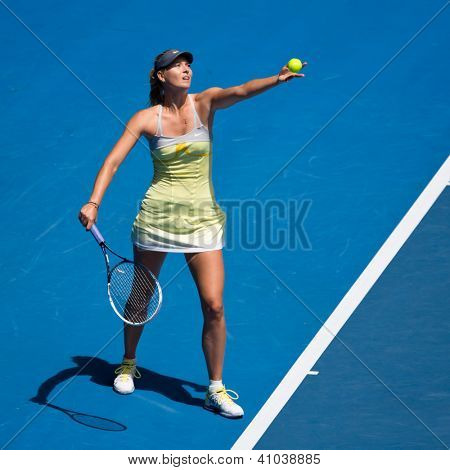 MELBOURNE - 14. ledna: Maria Sharapova Ruska v jejím prvním kole vyhrát nad Olga Puchkova nebo Russi