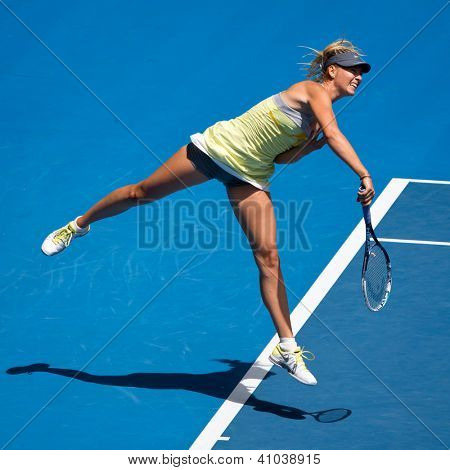 MELBOURNE - 14. ledna: Maria Sharapova Ruska v jejím prvním kole vyhrát nad Olga Puchkova nebo Russi