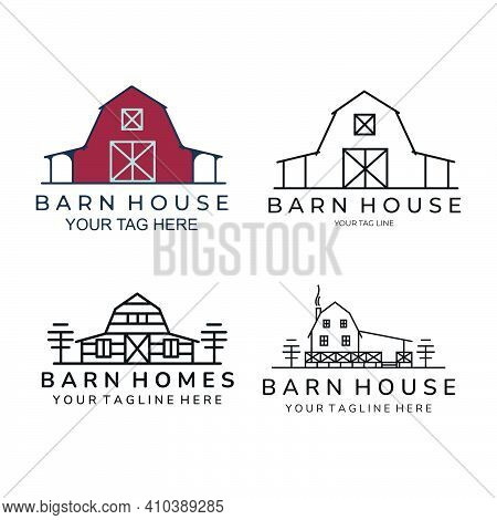 Barn House Set Bundle Icon Logo Template Vector Illustration Design
