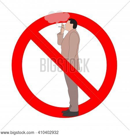 Banned Smoking Area Zone, No Smoke Sign. Vector Danger Smoking, Prohibit And Banned Area Zone, No Sm
