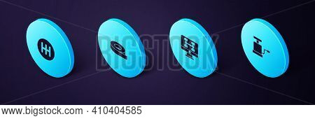 Set Isometric Car Air Pump, Diagnostics Condition Of Car, Scotch Tape And Gear Shifter Icon. Vector