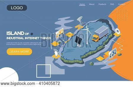 Industrial Internet Of Things Page. Smart Logistics Delivery Digital Services, Technologies Of Futur