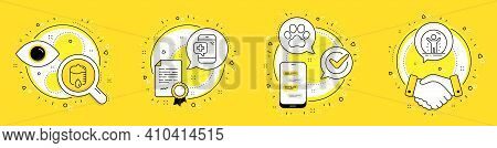 Dog Paw, Medical Phone And Drop Counter Line Icons Set. Licence, Cell Phone And Deal Vector Icons. R
