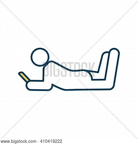 Using Phones For Entertainment Rgb Color Icon. Smartphone Addiction. Mobile Phone Excessive Use. Imp