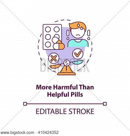 More Harmful Than Helpful Pills Concept Icon. Online Pharmacy Idea Thin Line Illustration. Unregiste