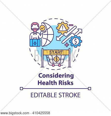 Considering Health Risks Concept Icon. Avoiding Health Problems Idea Thin Line Illustration. Immunit