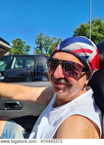 Handsome Man In The Car. Luxury Life.