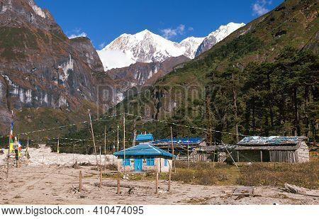 Small Temple With Buddhist Prayer Flags In Makalu Barun National Park, Trek To Mount Makalu Base Cam