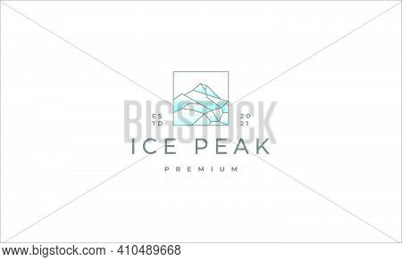 Ice Peak Mount Stone Mountain Adventure Icepeak Geometric Logo Line Art Outline Illustration