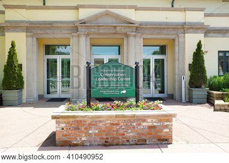 BROOKFIELD, ILLINOIS - MAY 27, 2017: Mary Ann McLean Conservation Leadership Center. At the Brookfield Zoo the center is a state-of-the-art science education classroom.