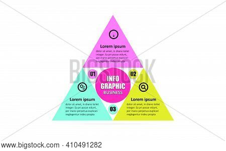 Infographic Design Triangles Joined Together To Create A Pyramid 3 Point Banner. Presentation Busine