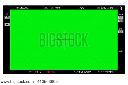 Green Screen, Chromakey Background. Blank Green Background With Vfx Motion Tracking Markers. Screen 
