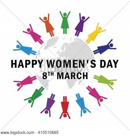 Women In Differnet Colors Around The World Pictogram For Womens Day Vector Illustration Eps10