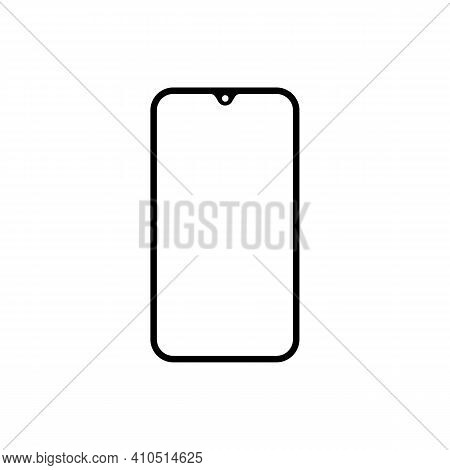Smartphone Vector Icon. Wireframe Contour Of Mobile Phone, Cellphone Sign On White Background. Elega