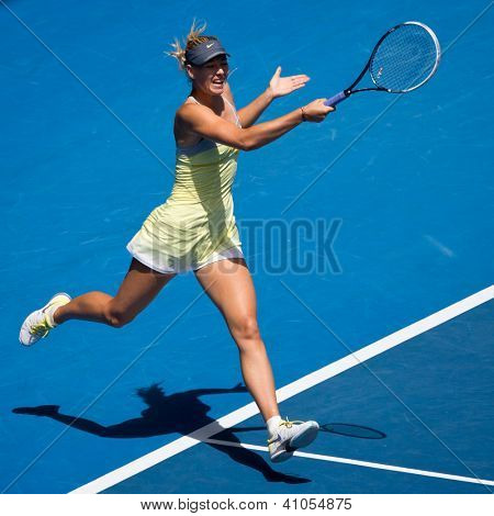 MELBOURNE - 14. ledna: Maria Sharapova Ruska v jejím prvním kole vyhrát nad Olga Puchkova nebo Russi