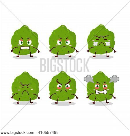 Kaffir Lime Fruit Cartoon Character With Various Angry Expressions