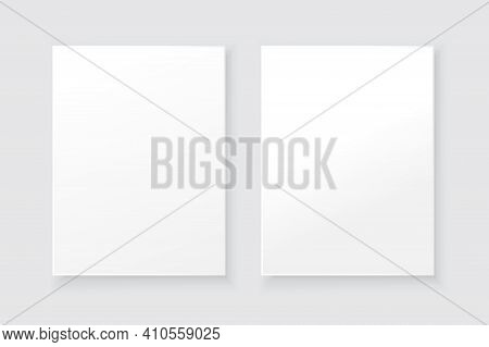 White Blank Picture Frame. Interior Mockup. Vector Paper Art Illustration. Stock Image. Eps 10.