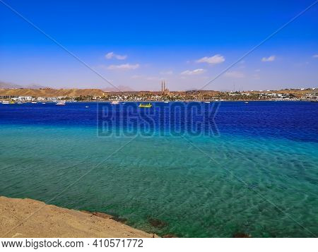 Panorama Of Sharm El-maya Bay In Sharm El Sheikh (egypt). Pleasure Boats In The Turquoise-azure Wate
