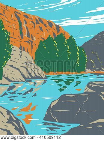 Wpa Poster Art Of Agua Fria National Monument, Centered Around A Deep Agua Fria River Canyon On The 