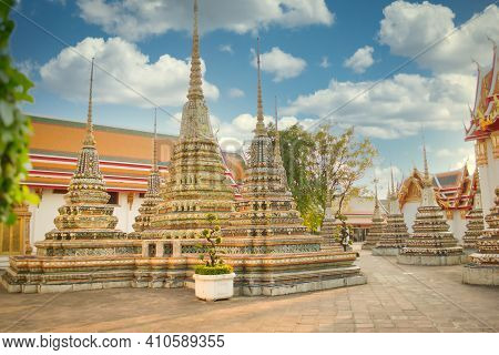 Bangkok, Thailand, December 2011: Wat Pho Temple In Bangkok, Thailand, Showing Phra Chedi Rai Which 