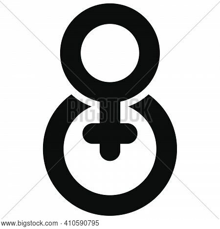 Eight With Femaile Gender Symbol Icon, International Women's Day Related Vector Illustration