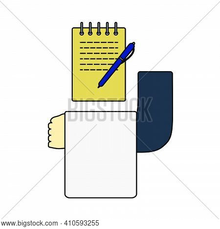 Waiter Take Oder Icon. Editable Outline With Color Fill Design. Vector Illustration.