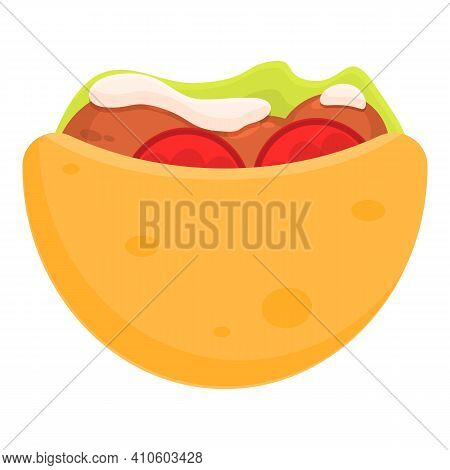 Falafel In Pita Icon. Cartoon Of Falafel In Pita Vector Icon For Web Design Isolated On White Backgr