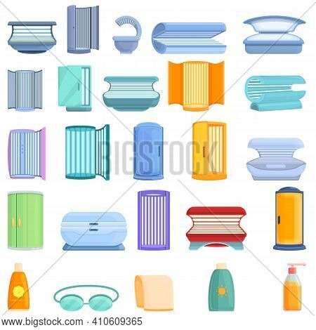 Solarium Icons Set. Cartoon Set Of Solarium Vector Icons For Web Design