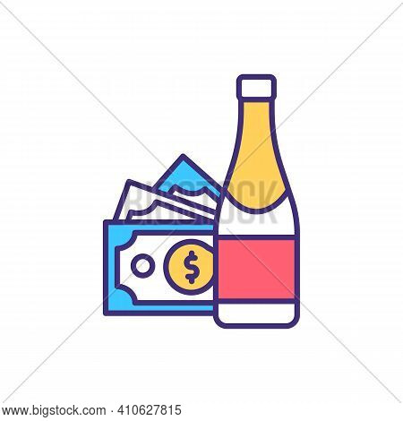 Alcohol Purchase Rgb Color Icon. Selling And Buying Alcoholic Drinks. Picking Collectible Bottles. E
