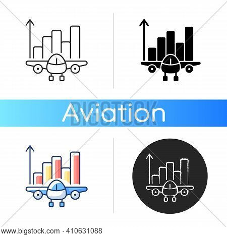 Aviation Analytics Icon. Civil Aviation Management. Service Quality Improvement. Airlines Improvemen