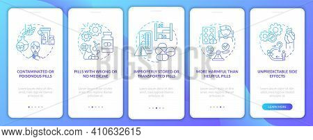 Unregistered Pharmacies Threats Onboarding Mobile App Page Screen With Concepts. Improperly Stored P