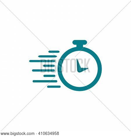 Time Faster Logo Design Template Clock With Faster Line On White Background Vector Illustration.