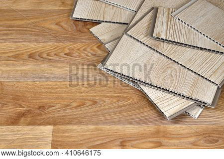 Set Of Items For Pvc Ceiling Indoor Works. Pvc Panels. Indoor Vpc Siding Kit. Interior Renovation Wo